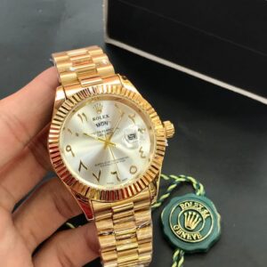 ROLEX Men's Watch Arabic Fine Quality Day & Date Working Stainless Steel Chain